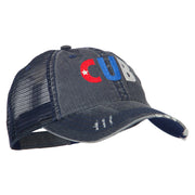 Cuba CUB Flag Embroidered Low Profile Cotton Mesh Cap