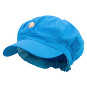 Cartoon Guinea Pig Embroidered Cotton Elastic Newsboy Cap - Sky OSFM