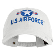 U.S. Air Force Roundel Embroidered Washed Solid Pigment Dyed Cotton Twill Brass Buckle Cap - White OSFM