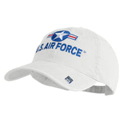 U.S. Air Force Roundel Embroidered Washed Solid Pigment Dyed Cotton Twill Brass Buckle Cap - White OSFM