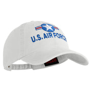 U.S. Air Force Roundel Embroidered Washed Solid Pigment Dyed Cotton Twill Brass Buckle Cap - White OSFM