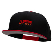 Florida Year Established Embroidered Two Tone Superior Cotton Twill Flat Bill Snapback Cap - Red-Black OSFM