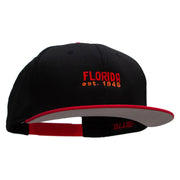 Florida Year Established Embroidered Two Tone Superior Cotton Twill Flat Bill Snapback Cap - Red-Black OSFM