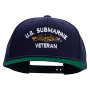Licensed Golden Dolphin US Submarine Veteran Embroidered Wool Blend Prostyle Snapback Cap - Navy OSFM