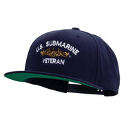 Licensed Golden Dolphin US Submarine Veteran Embroidered Wool Blend Prostyle Snapback Cap - Navy OSFM