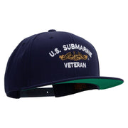 Licensed Golden Dolphin US Submarine Veteran Embroidered Wool Blend Prostyle Snapback Cap - Navy OSFM