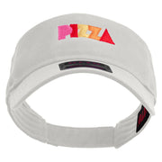 Stylish Pizza Logo Embroidered Cotton Twill Sun Visor - White OSFM