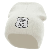 Route US 50 Sign Embroidered 8 inch Acrylic Short Blank Beanie