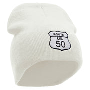 Route US 50 Sign Embroidered 8 inch Acrylic Short Blank Beanie