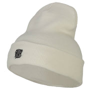 Bulldog Head Embroidered Long Knitted Beanie