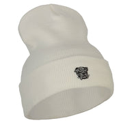 Bulldog Head Embroidered Long Knitted Beanie