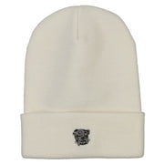 Bulldog Head Embroidered Long Knitted Beanie