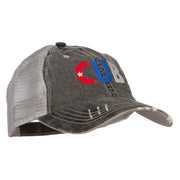 Cuba CUB Flag Embroidered Low Profile Cotton Mesh Cap