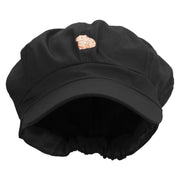 Cartoon Guinea Pig Embroidered Cotton Elastic Newsboy Cap - Black OSFM