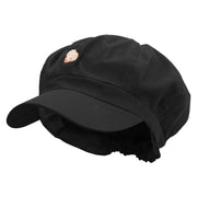 Cartoon Guinea Pig Embroidered Cotton Elastic Newsboy Cap - Black OSFM