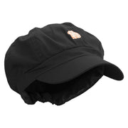 Cartoon Guinea Pig Embroidered Cotton Elastic Newsboy Cap - Black OSFM