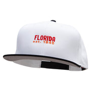 Florida Year Established Embroidered Two Tone Superior Cotton Twill Flat Bill Snapback Cap - Black-White OSFM