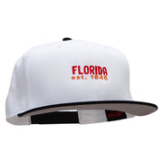 Florida Year Established Embroidered Two Tone Superior Cotton Twill Flat Bill Snapback Cap - Black-White OSFM