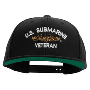Licensed Golden Dolphin US Submarine Veteran Embroidered Wool Blend Prostyle Snapback Cap - Black OSFM