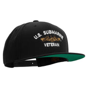 Licensed Golden Dolphin US Submarine Veteran Embroidered Wool Blend Prostyle Snapback Cap - Black OSFM