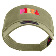 Stylish Pizza Logo Embroidered Cotton Twill Sun Visor - Khaki OSFM