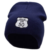 Route US 50 Sign Embroidered 8 inch Acrylic Short Blank Beanie