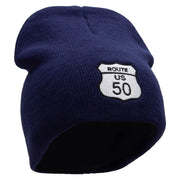 Route US 50 Sign Embroidered 8 inch Acrylic Short Blank Beanie