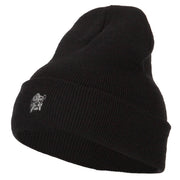 Bulldog Head Embroidered Long Knitted Beanie