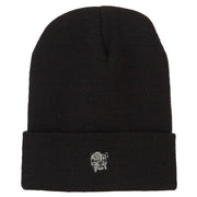 Bulldog Head Embroidered Long Knitted Beanie