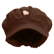 Cartoon Guinea Pig Embroidered Cotton Elastic Newsboy Cap - Brown OSFM