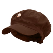 Cartoon Guinea Pig Embroidered Cotton Elastic Newsboy Cap - Brown OSFM