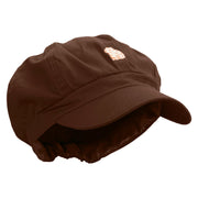 Cartoon Guinea Pig Embroidered Cotton Elastic Newsboy Cap - Brown OSFM