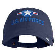 U.S. Air Force Roundel Embroidered Washed Solid Pigment Dyed Cotton Twill Brass Buckle Cap - Navy OSFM