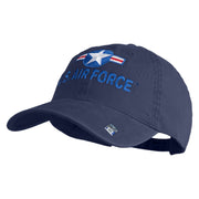 U.S. Air Force Roundel Embroidered Washed Solid Pigment Dyed Cotton Twill Brass Buckle Cap - Navy OSFM