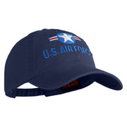 U.S. Air Force Roundel Embroidered Washed Solid Pigment Dyed Cotton Twill Brass Buckle Cap - Navy OSFM