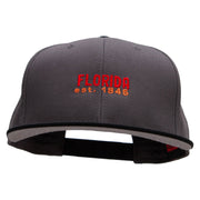 Florida Year Established Embroidered Two Tone Superior Cotton Twill Flat Bill Snapback Cap - Black-Charcoal OSFM