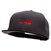 Florida Year Established Embroidered Two Tone Superior Cotton Twill Flat Bill Snapback Cap - Black-Charcoal OSFM