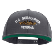 Licensed Golden Dolphin US Submarine Veteran Embroidered Wool Blend Prostyle Snapback Cap - Dk-Grey OSFM