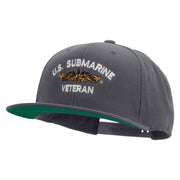 Licensed Golden Dolphin US Submarine Veteran Embroidered Wool Blend Prostyle Snapback Cap - Dk-Grey OSFM