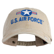 U.S. Air Force Roundel Embroidered Washed Solid Pigment Dyed Cotton Twill Brass Buckle Cap - Khaki OSFM