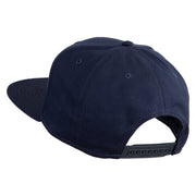 Old English White M Patched Cotton Twill Flat Bill Cap - Navy OSFM