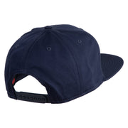 Old English White M Patched Cotton Twill Flat Bill Cap - Navy OSFM