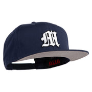 Old English White M Patched Cotton Twill Flat Bill Cap - Navy OSFM