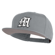 Old English White M Patched Cotton Twill Flat Bill Cap - Grey OSFM