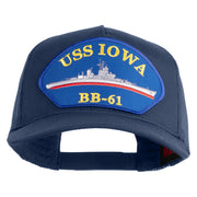 USS Iowa BB 61 Blue Patched Solid Cotton Twill 5 panel Mesh Back Cap - Navy OSFM