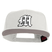 Old English White M Patched Cotton Twill Flat Bill Cap - White OSFM
