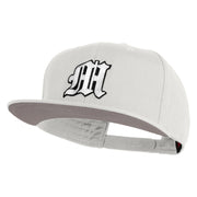 Old English White M Patched Cotton Twill Flat Bill Cap - White OSFM