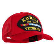 Korea Veteran 1950-1953 Patched Solid Cotton Twill 5 panel Mesh Back Cap - Red OSFM