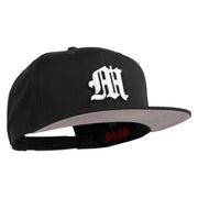 Old English White M Patched Cotton Twill Flat Bill Cap - Black OSFM