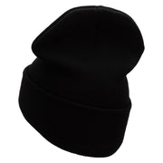 ZZZ Embroidered 12 Inch Long Knitted Beanie - Black OSFM